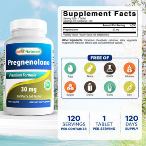 Best Naturals Pregnenolone 30 mg 120 Tablets