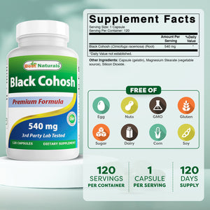 Best Naturals Black Cohosh 540 mg 120 Capsules