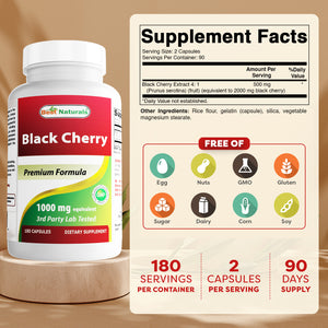 Best Naturals Black Cherry 1000 mg 180 Capsules