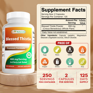 Best Naturals Blessed Thistle 800mg/Serving 250 Capsules