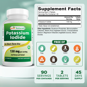 Best Naturals Potassium Iodide 130 mg per Serving - Dietary Supplement, 90 Tablets (1)