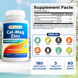 Best Naturals Calcium Magnesium Zinc 180 tablets