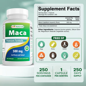Best Naturals Maca 500 mg 250 Capsules