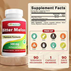 Best Naturals Bitter Melon 500 mg 90 Vegetarian Capsules