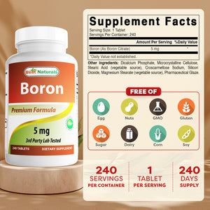 Best Naturals Boron Supplements 5 mg 240 Tablets