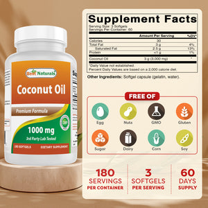 Best Naturals Coconut oil 1000 mg 180 Softgels