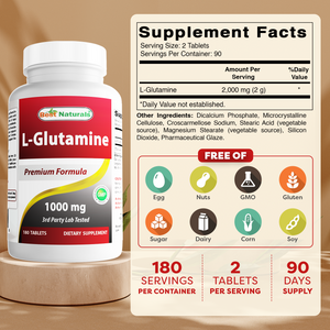 Best Naturals L-Glutamine 1000 mg 180 Tablets