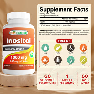 Best Naturals Inositol 1000 mg 60 Tablets
