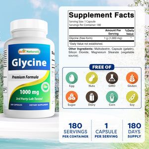 Best Naturals Glycine 1000 mg 180 Capsules