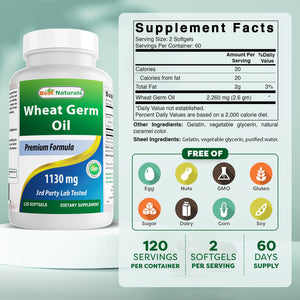 Best Naturals Wheat Germ Oil 1130 mg 120 Softgels