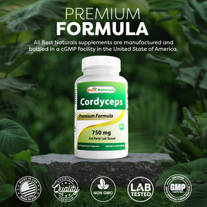 Best Naturals Cordyceps 750 mg 120 Veg Capsules