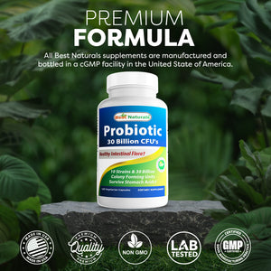 Best Naturals Probiotic 10 Strains & 30 Billion CFU's 120 Vegetarian Capsules