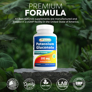 Best Naturals Potassium Gluconate 595 mg 250 Tablets