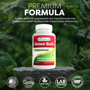 Best Naturals Onion Dried Bulb 1300mg per Serving - 60 Capsules - Also Called (Allium Cepa)