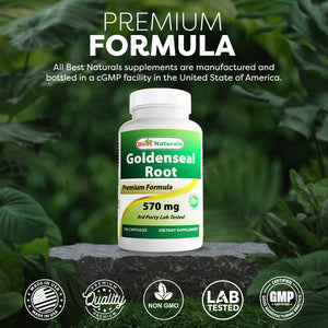 Best Naturals Goldenseal Root 570 mg 100 Capsules