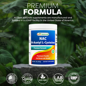 Best Naturals NAC (N-Acetyl L-Cysteine) Premium Pure Powder – 1 LB – Gluten Free.