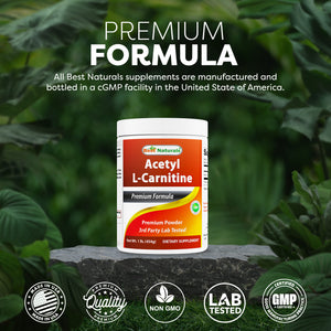 Best Naturals Acetyl L-Carnitine Premium Powder -1 LB -Gluten Free.