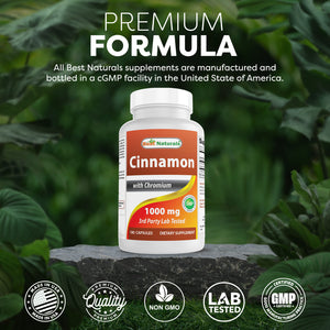 Best Naturals Cinnamon with Chromium 1000 mg 180 Capsules