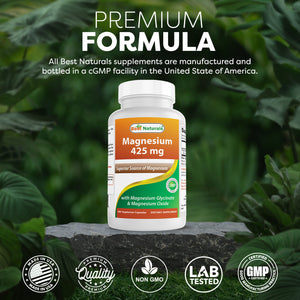 Best Naturals Magnesium Glycinate 425 mg 180 Vegetarian Capsules