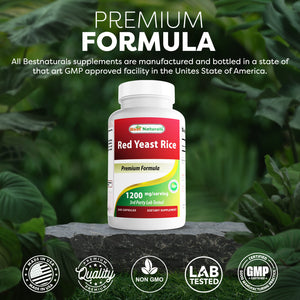 Best Naturals Red Yeast Rice 1200mg Per Serving 240 Capsules - Premium Formula - 3rd Party Lab Tested