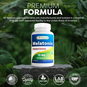 Best Naturals Melatonin 10 mg 120 Tablets | Drug-Free Nighttime Sleep Aid - Melatonin for Sleep and Relaxation