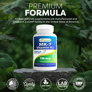Best Naturals MK-7 Vitamin K2 100 mcg 120 Vegetarian Capsules