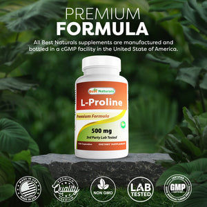 Best Naturals L-Proline 500 mg 120 Vegetarian Capsules