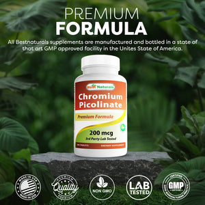 Best Naturals Chromium Picolinate 200 mcg 240 Tablets