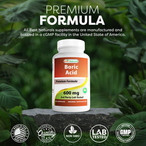 Best Naturals Boric Acid Vaginal Suppositories - Made in USA - USP Medical Grade Fine Powder, Easy Dissolve, Third Party Tested - 60 Count