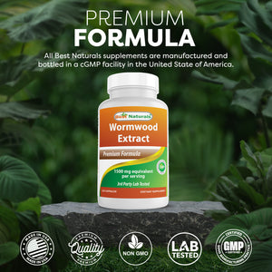 Best Naturals Wormwood Extract 1500 mg Equaivalent Per Serving-120 Capsules. Gluten Free, Non-GMO