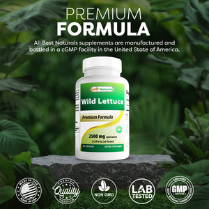 Best Naturals Wild Lettuce 10:1 Extract 250 mg (Equivalent to 2500 mg Wild Lettuce Powder) - 240 Capsules