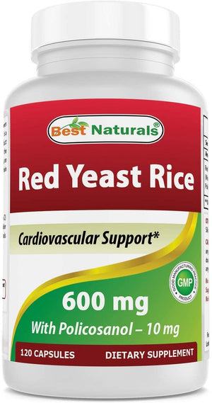 Red Yeast Rice 600 mg with Policosanol 10 mg 120 Capsules by Best Naturals - shopbestnaturals.com
