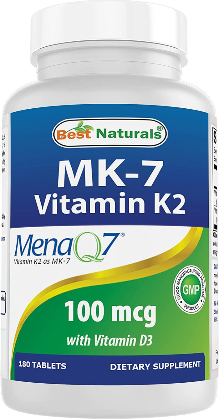 Best Naturals Vitamin K2 (MK7) with D3 (5000 IU Vitamin D3 & 100 mcg Vitamin K2 MK7), 180 Tablets