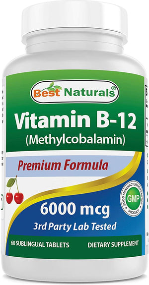 Best Naturals Vitamin B-12 as Methylcobalamin (Methyl B12), 6000 mcg Tablet, 60 Count - shopbestnaturals.com