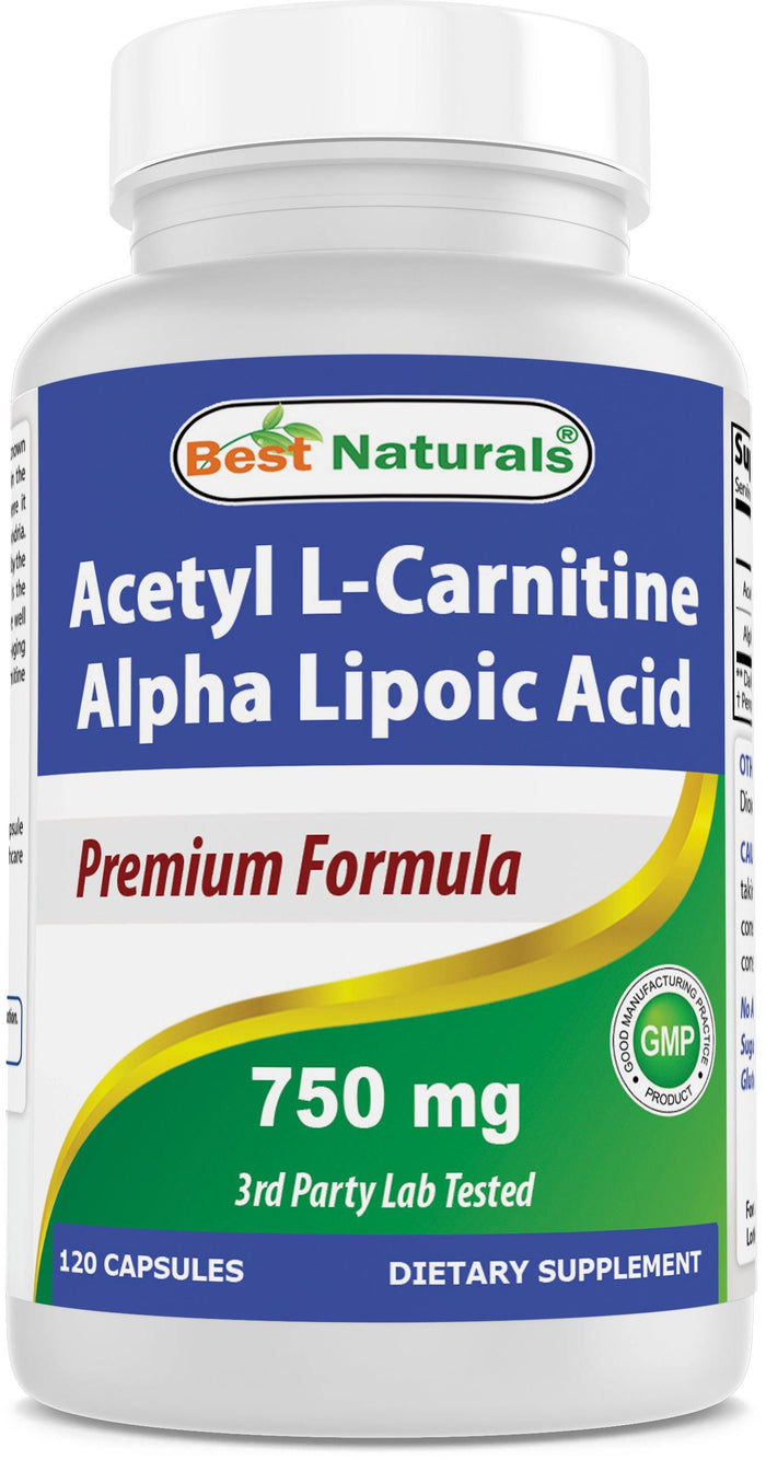 Best Naturals Acetyl L-Carnitine Alpha Lipoic Acid 750 mg 120 Capsules