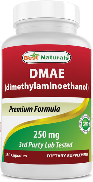 Best Naturals DMAE Supplement 250 mg 180 Capsules - Dimethylaminoethanol Bitartrate