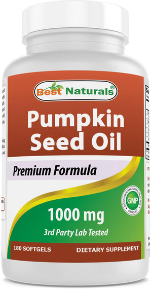 Best Naturals Pumpkin Seed Oil Capsules, 1000 mg, 180 Count - shopbestnaturals.com