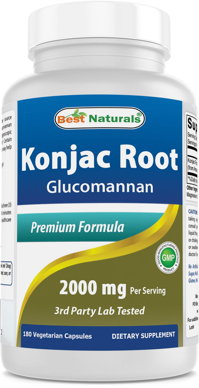Best Naturals Konjac Root Glucomannan 2000 mg 180 Vegetarian Capsules