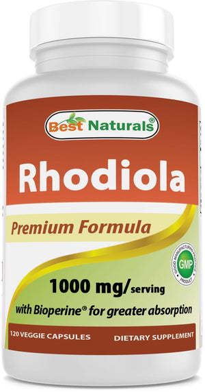 Best Naturals Rhodiola 1000mg with Bioperine 120 Veggie Capsules - shopbestnaturals.com