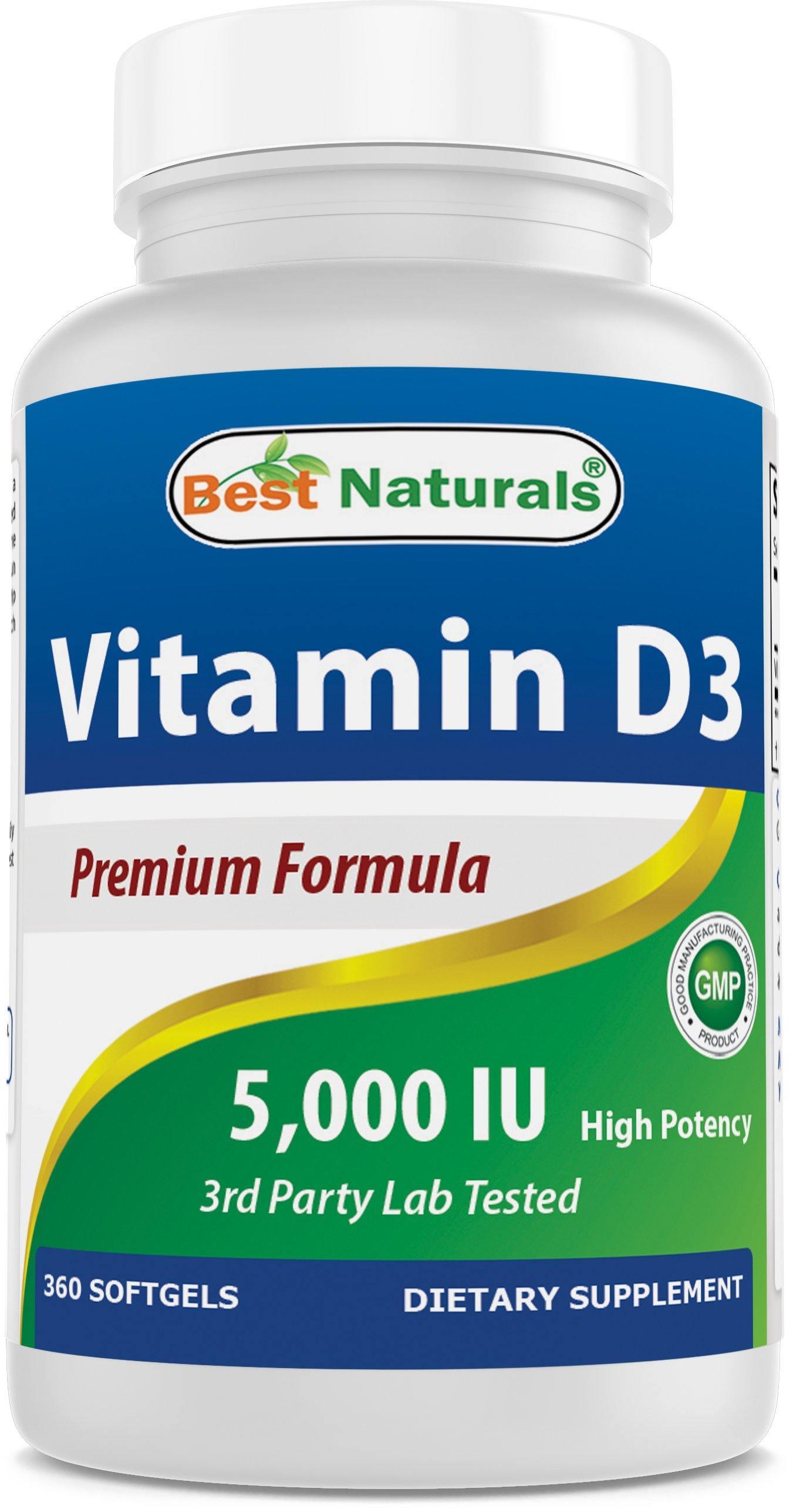 Best Naturals Vitamin D3 5000 IU 360 Softgels –
