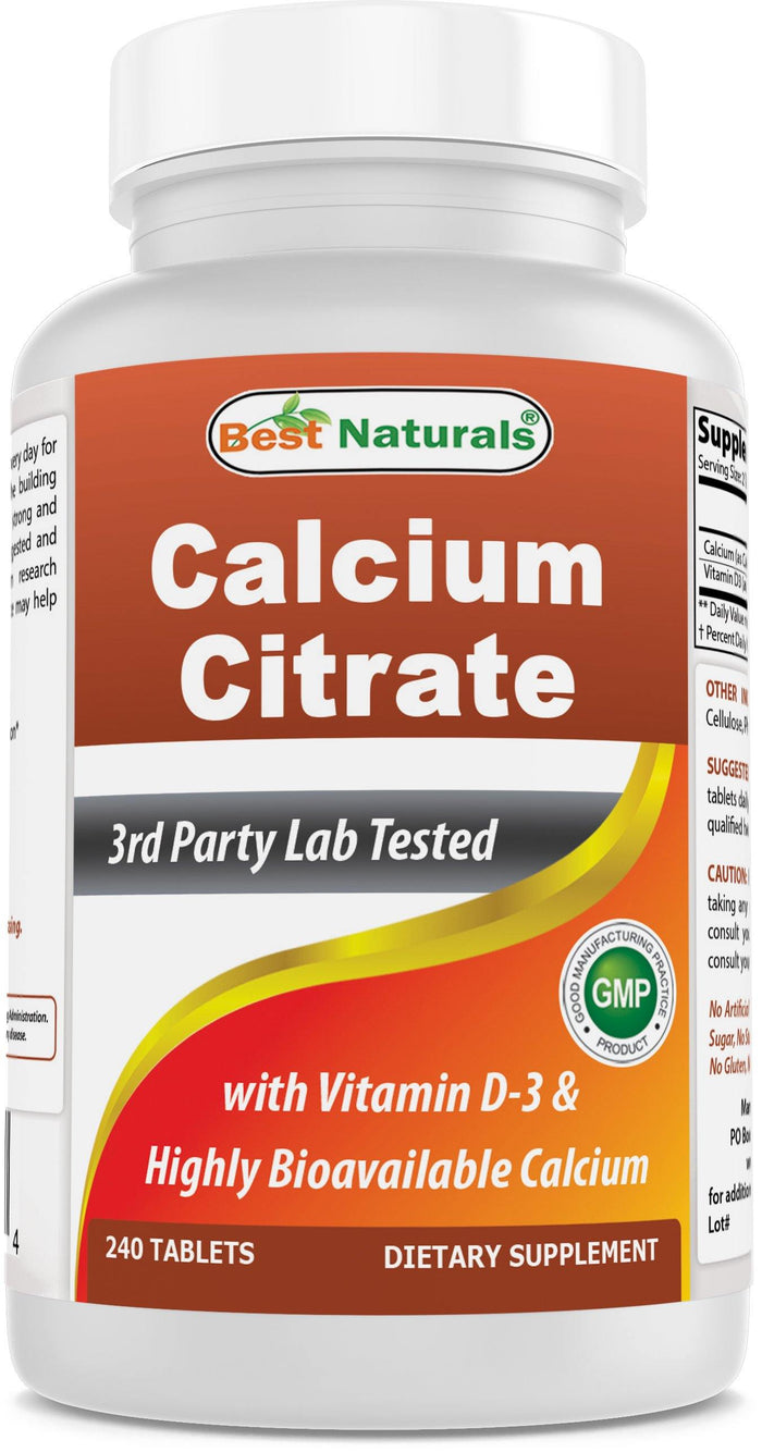 Best Naturals Calcium Citrate with Vitamin D3 240 Tablets