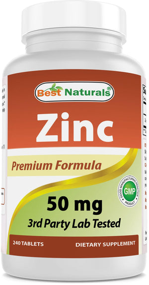 Best Naturals Zinc Supplement as Zinc Gluconate 50mg 240 Tablets - shopbestnaturals.com
