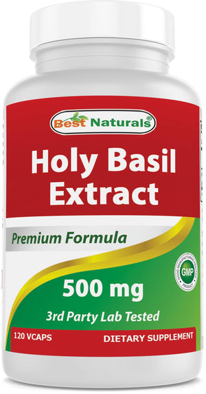 Best Naturals Holy Basil Extract 500 mg 120 Veggie Capsules - shopbestnaturals.com