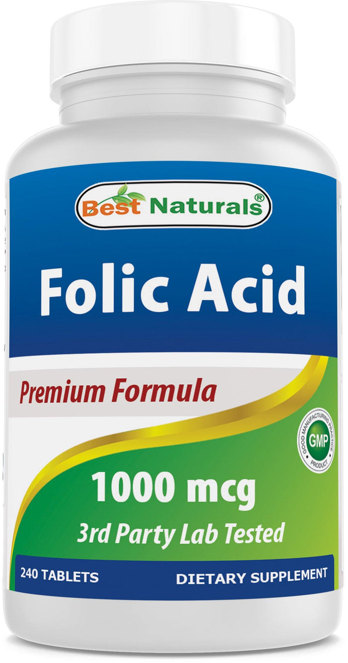 Best Naturals Folic Acid 1000 mcg (Vitamin B9), 240 Tablets