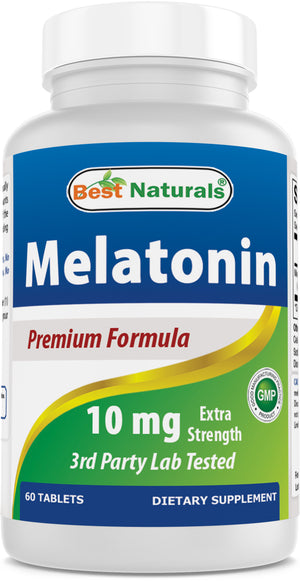 Best Naturals Melatonin 10 mg 60 Tablets | Drug-Free Nighttime Sleep Aid - Melatonin for Sleep and Relaxation