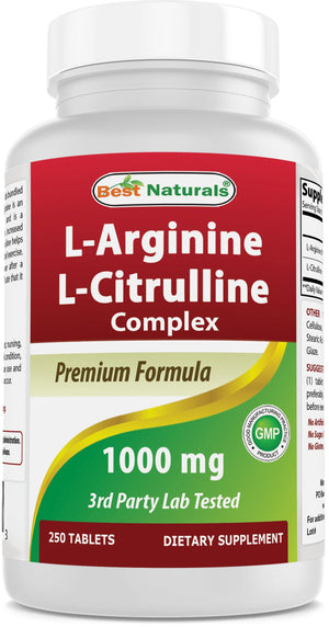 Best Naturals L-Arginine L-Citruline Complex 1000 mg 250 Tablets - shopbestnaturals.com