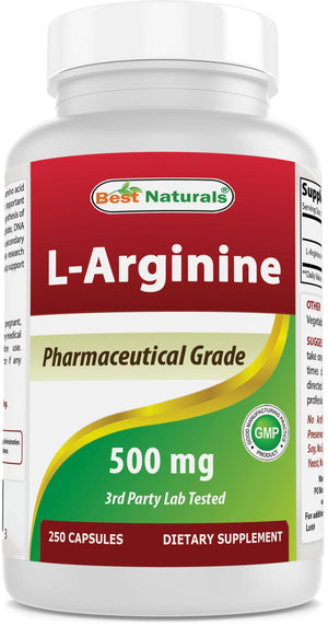Best Naturals L-Arginine 500 mg 250 Capsules - shopbestnaturals.com