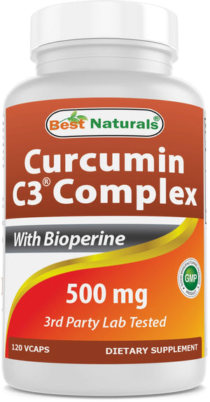 Best Naturals Turmeric Curcumin C3 Complex 500 mg 120 Veggie Capsules - shopbestnaturals.com