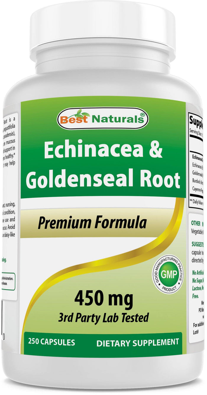 Best Naturals Echinacea Goldenseal 450 mg 250 Capsules