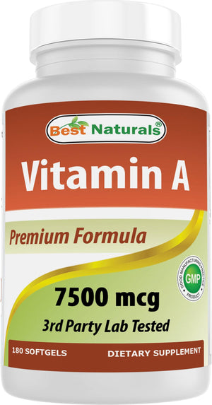 Best Naturals Vitamin A 25000 IU (7500 mcg), Non-GMO Formula Supports Healthy Vision & Immune System and Healthy Growth & Reproduction, 180 Softgels - shopbestnaturals.com
